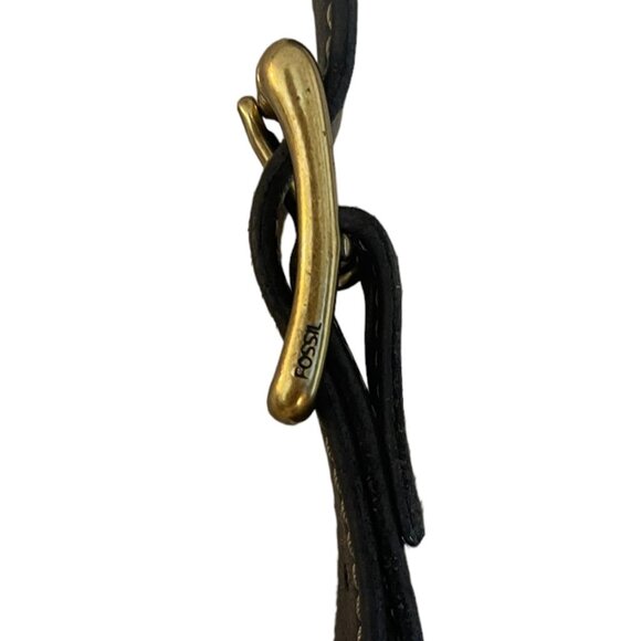 VTG Black Leather Fossil Turnlock Satchel - Picture 12 of 16